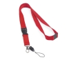 Lanyard with buckle and safety clasp, Doubleclip Extra colour red