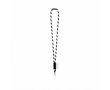 Tubular polyamide lanyard with lobster clasp and sublimatable label colour white/black