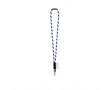 Tubular polyamide lanyard with lobster clasp and sublimatable label colour white/blue