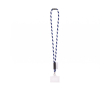 Tubular lanyard made in Europe with standard clip colour white/blue