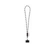 Tubular lanyard with carabiner and mobile phone holder 6.5 x 4.1cm colour white/black