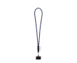 Tubular lanyard with carabiner and mobile phone holder 6.5 x 4.1cm colour royal blue