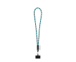 Tubular lanyard with carabiner and mobile phone holder 6.5 x 4.1cm colour cyan blue