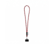 Tubular lanyard with carabiner and mobile phone holder 6.5 x 4.1cm colour dark red