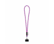 Tubular lanyard with carabiner and mobile phone holder 6.5 x 4.1cm colour neon pink