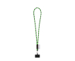 Tubular lanyard with carabiner and mobile phone holder 6.5 x 4.1cm colour neon green