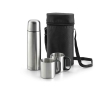Set with thermos flask and 2 drinking cups in bag colour silver