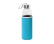 Glass bottle with stainless steel lid and ribbon, 520 ml colour light blue