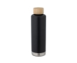 Steel bottle with bamboo lid, metallic strip, 640 ml colour black