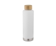 Steel bottle with bamboo lid, metallic strip, 640 ml colour white