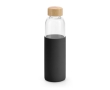 Glass bottle with bamboo lid and silicone sleeve, 500 ml colour black