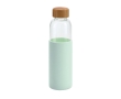 Glass bottle with bamboo lid and silicone sleeve, 500 ml colour light-green
