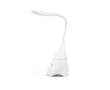 Designer-look desk lamp made of ABS with speaker colour white