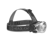 Headlamp with an elastic band and red and white LEDs colour matt silver