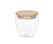 Double-walled glass with bamboo lid, 250 ml colour light wood