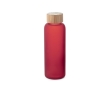 Matte glass bottle with bamboo lid, 500ml colour red