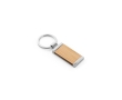 Bamboo keyring in rectangular shape with metal casing colour natural