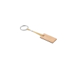 Rectangular bamboo keyring with cord and metal ring colour natural
