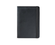 Passport holder with RFID protection and elastic closure, synthetic leather colour black