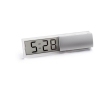 Digital table clock with calendar display in silver colour matt silver
