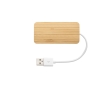 Bamboo USB 2.0 hub with USB-C port and cable, with logo colour natural