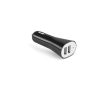 Plastic car adapter with USB for mobile charging colour black