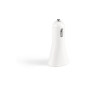 Plastic car adapter with USB for mobile charging colour white