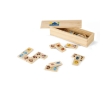 Wooden domino game with animal figures in box for kids colour wood
