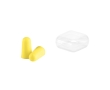 Ear plugs made from polyurethane foam with case colour yellow