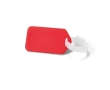 Classic plastic luggage tag as a giveaway colour red