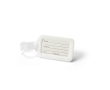 Classic plastic luggage tag as a giveaway colour white