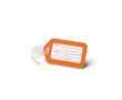 Classic plastic luggage tag as a giveaway colour orange