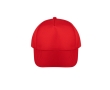 Recycled polyester cap with 5 panels and adhesive closure, 210 g/m2 colour red