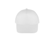 Recycled polyester cap with 5 panels and adhesive closure, 210 g/m2 colour white
