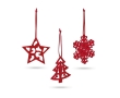 3-piece felt Christmas ornament set colour red