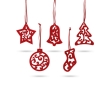 Five decorative pieces made of red felt for the Christmas tree colour red