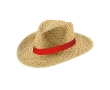 Straw hat made of natural straw for the summer colour red