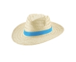 Beachtime straw hat with ribbon colour light blue