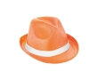 Plastic hat in various colours with included band colour orange