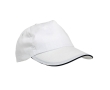 Sandwich-style polyester cap with tie closure and ventilation holes colour white