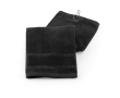 Cotton golf towel with metal hook 430 g/m2, Club colour black