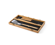 Barbecue set in bamboo box with grill utensils colour natural