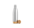 Recycled steel double-wall bottle with bamboo lid 500 ml colour silver