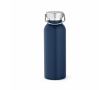 Recycled stainless steel thermal bottle with matte finish 530 ml colour navy-blue