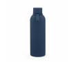 Recycled stainless steel thermal bottle with silicone handle 490 ml colour navy-blue