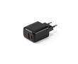 Recycled plastic wall charger with USB-A and USB-C ports 20W colour black