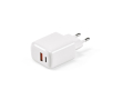 Recycled plastic wall charger with USB-A and USB-C ports 20W colour white