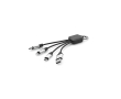 4-in-1 charging cable with various connectors, RPET colour black