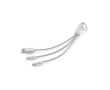 3-in-1 fast charging cable with connectors and aluminium keyring 10W colour white