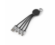Compact 4-in-1 charging cable with keyring and illuminated logo 10W colour black